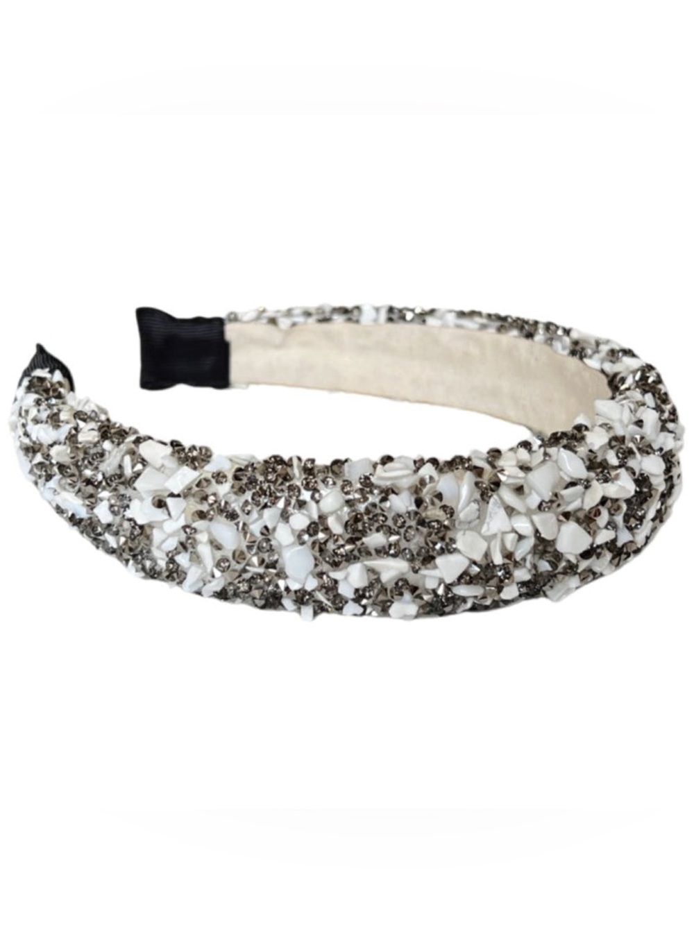 Headbands of Hope “All that Glitters”Headband - Gunmetal + White
